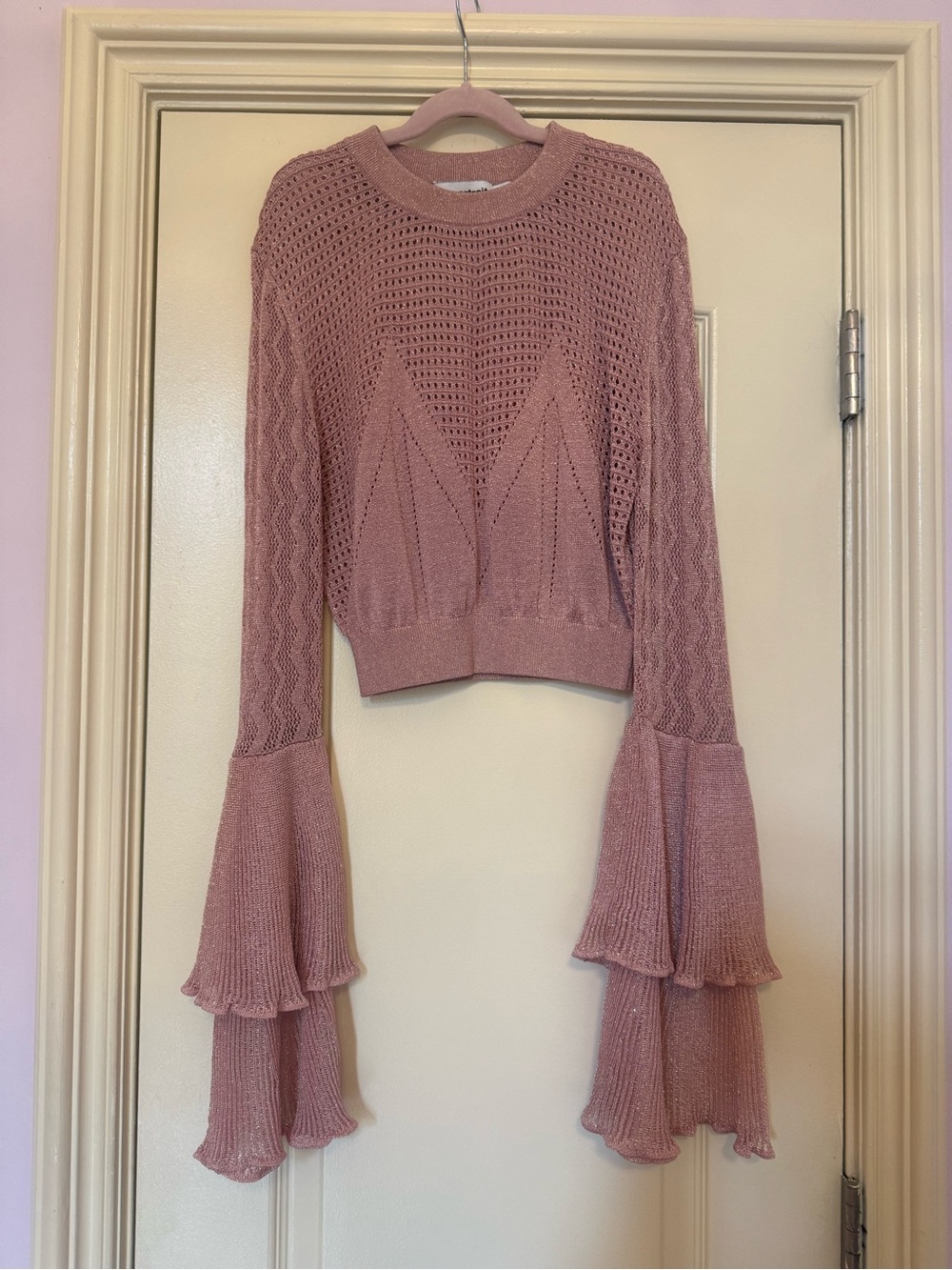 Self-Portrait Metallic Knit Cropped Sweater Size L
